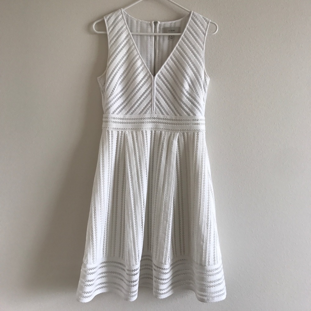 J.Crew striped eyelet dress in white
